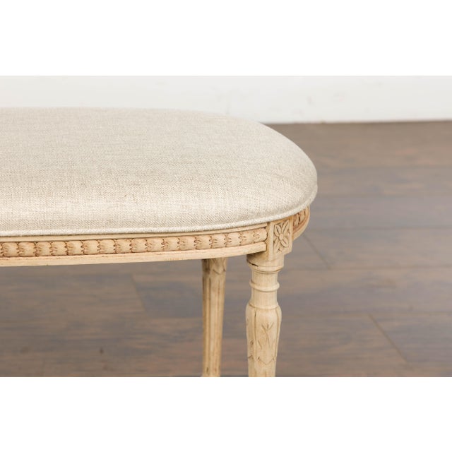 Neoclassical Style 1900s French Carved Walnut Bench with Natural Finish For Sale - Image 12 of 12