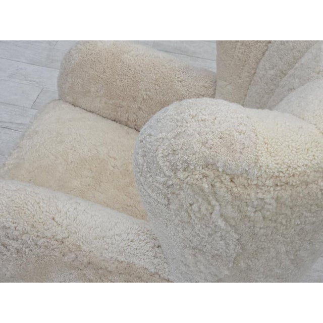 Danish Highback Armchair in Sheepskin, 1960s For Sale - Image 15 of 18