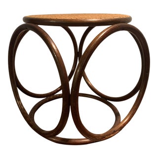 Vintage Mid Century Bentwood and Cane Stool For Sale