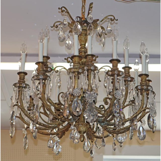 Early 20th Century French Louis XV Style Bronze and Crystal Chandlier 30 X 30 For Sale - Image 14 of 18