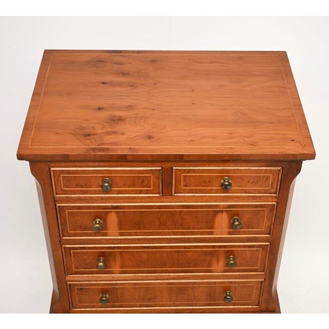 1930s Antique Georgian Yew Wood Chest on Chest of Drawers, 1930 For Sale - Image 5 of 9