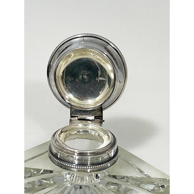 Dutch Clear Crystal and Silver Inkwell, 1850s For Sale - Image 5 of 11