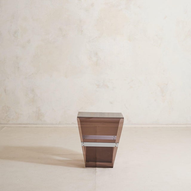 1970s Italian Smoked Acrylic Magazine Holder Side Table, 1970s - 3 Available For Sale - Image 5 of 11