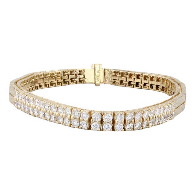 2ctw Diamond Tennis Omega Chain Bracelet 18k Yellow Gold 6.5" 5mm For Sale