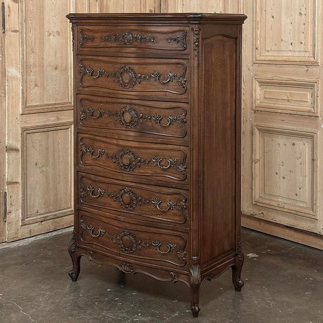 French Louis XV Style French Solid Walnut Chiffoniere For Sale - Image 3 of 18