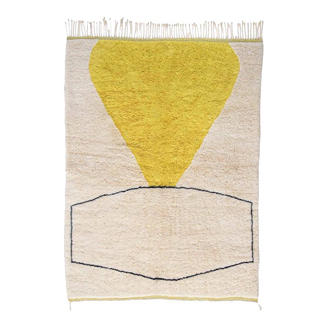 Bold Triangle Hand-Knotted Moroccan Wool Rug | 7'7" X 5'8" | One of a Kind For Sale