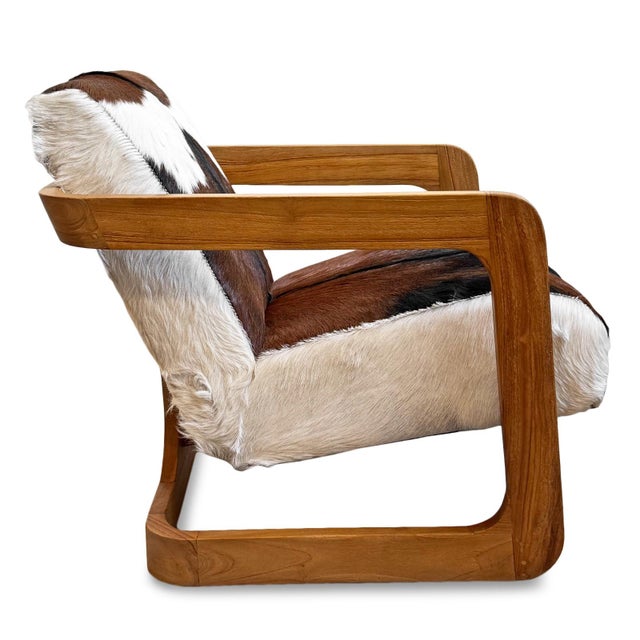Brown & White Farmhouse Deco Cow Side Chair For Sale In Los Angeles - Image 6 of 6