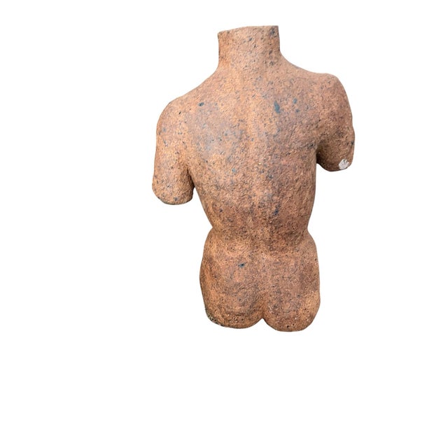 Art Deco 1970s Terra Cotta Female Torso Sculpture For Sale - Image 3 of 5