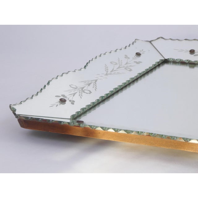 Venetian Etched Rectangular Wall Mirror, 1960s For Sale - Image 7 of 12