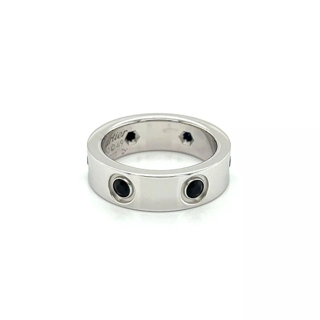 Cartier Cartier Love Blue Sapphire Limited Edition 18k White Gold Ring W/Cert Size Us 4.5 Eu 49 For Sale - Image 4 of 6