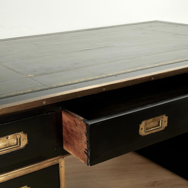Antique English Leather Top Campaign Desk For Sale - Image 13 of 17