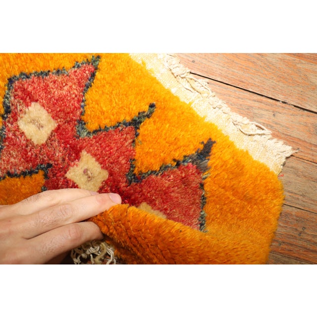 Mid 20th Century Vintage Zabihi Collection Turkish Tulu Mini Rug - 0'11" x 1'4" For Sale - Image 5 of 5