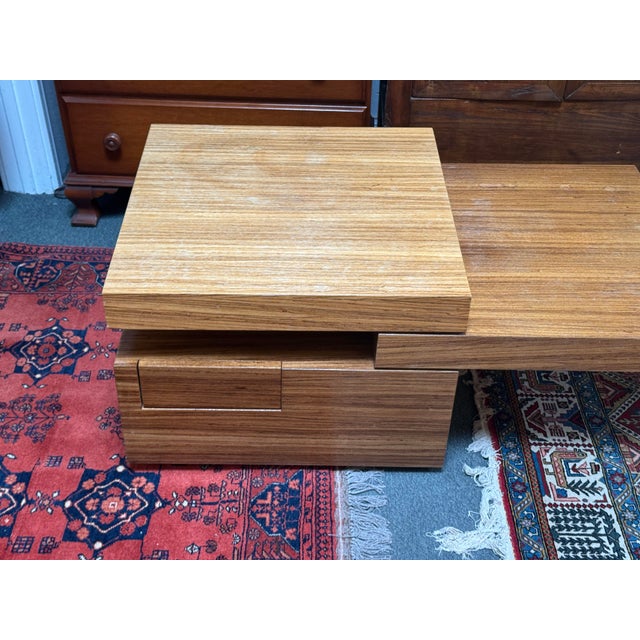 Multi-Tiered Wood Block Coffee Table + Drawer For Sale - Image 12 of 12