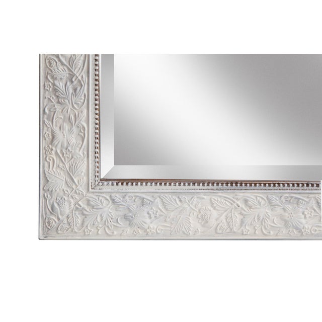 Late 20th Century Flat Framed Beveled Mirror With Leaves & Beaded Trim For Sale - Image 5 of 5