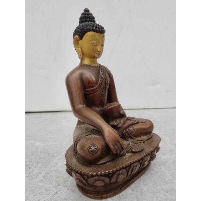 Asian Bronze Buddha Figure For Sale - Image 3 of 7