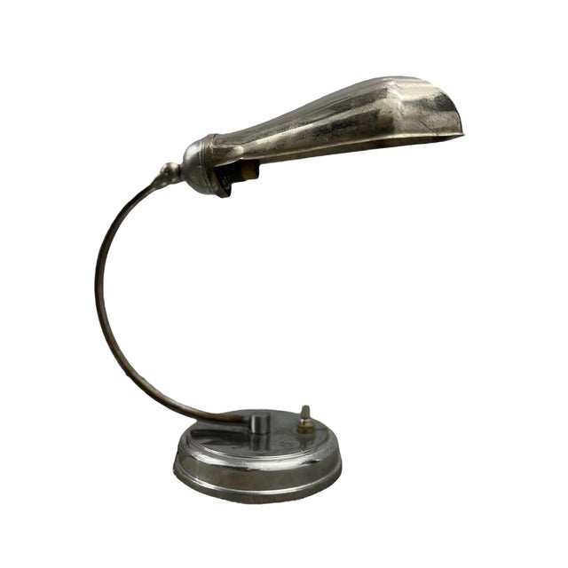 French 1930s Art Deco Adjustable Silver-Tone Desk Lamp For Sale - Image 11 of 11