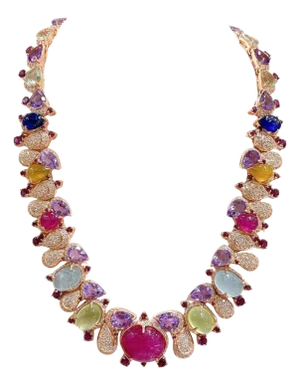 Bochic “Capri” Vintage Ruby, Sapphire, Amethyst, Aquamarine & Peridot Necklace
