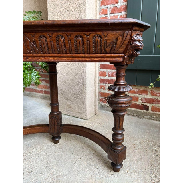 Antique French Console Hall Table Renaissance Revival Demilune Carved ...