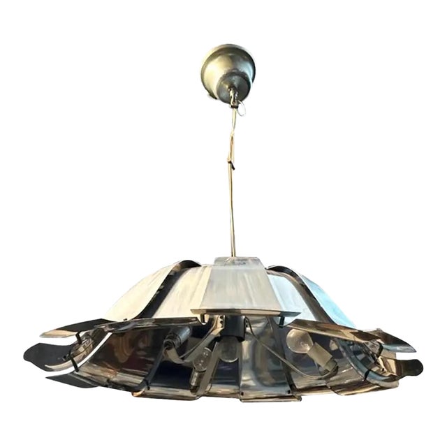 1960s Mid-Century Modern Reggiani Attributed Steel Italian Pendant For Sale