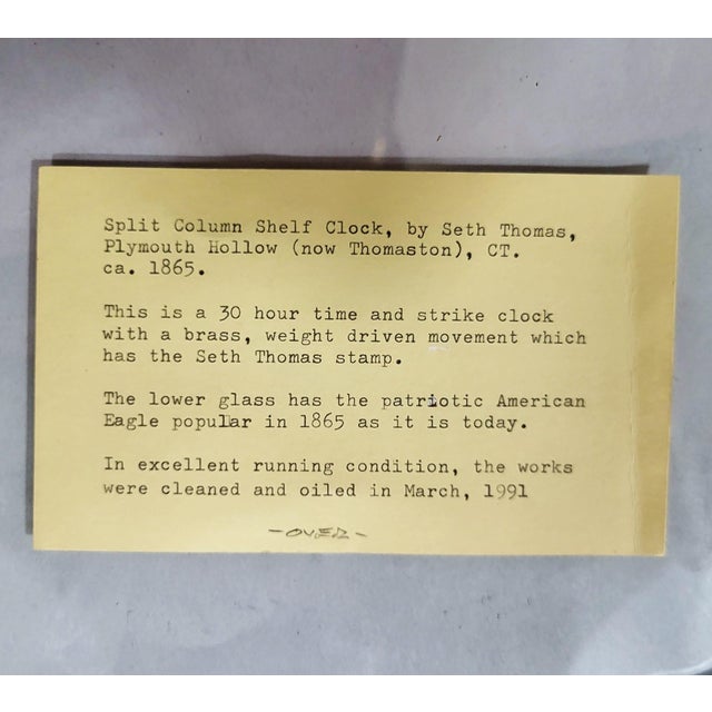 American Mid 19th C Carved Gilt & Reverse Painted Seth Thomas Shelf Clock For Sale - Image 18 of 18