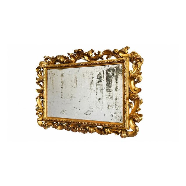 Baroque Mirror in Carved and Gilded Wood, 1980s For Sale - Image 3 of 5