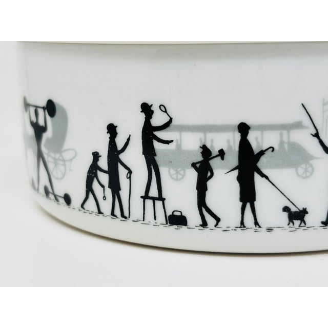 Vintage Limoges Porcelain Lidded Box Black White Parisian Silhouette 1980s For Sale - Image 12 of 18