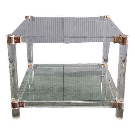Hollywood Regency Side Table in Acrylic and Glass, 1970s For Sale