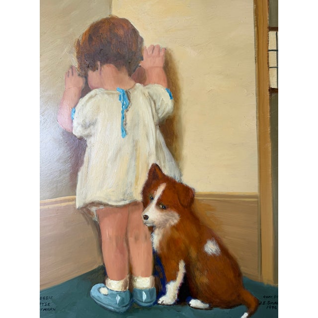 Vintage “In Disgrace” Child & Dog Painting After Bessie Peyse Gutmann - j.e. Small, S.j. For Sale - Image 4 of 12
