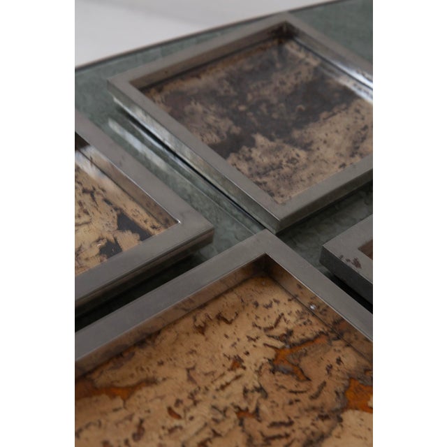 Wood Trays in Metal and Cork by Romeo Rega, 1974, Set of 5 For Sale - Image 7 of 12