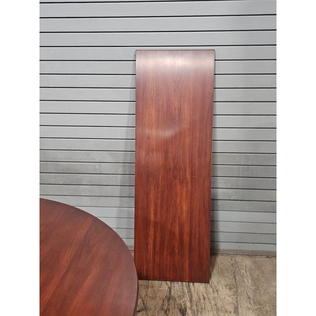 1990s Henkel Harris Wild Black Cherry Two Pedestal Dining Table 3 Leaves & Table Pads For Sale - Image 14 of 17