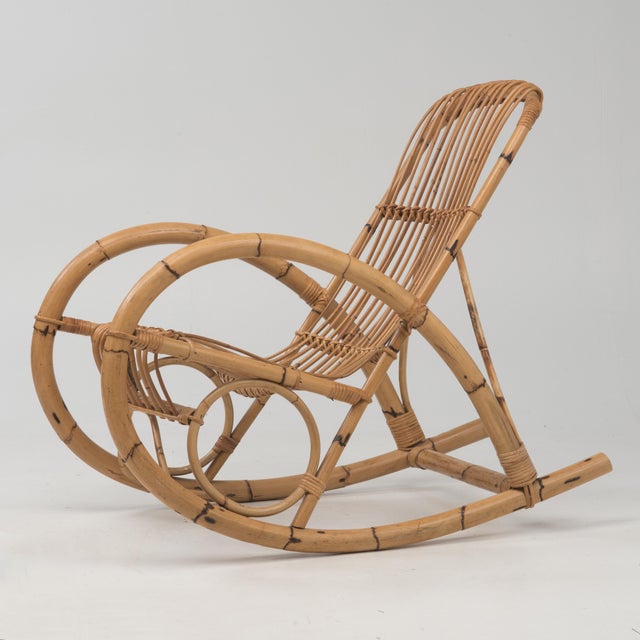 Vintage Bamboo Franco Albini Style Rocking Chair Rocker Chairish