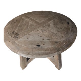 Reclaimed Rustic Round Oak Dining Table For Sale