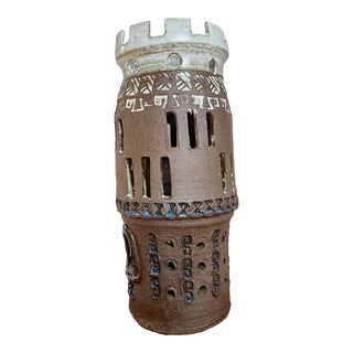 1980s Nancy Pawel Folk Art Bisque Castle Sculpture For Sale
