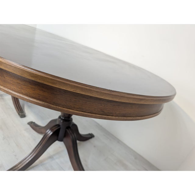 Antique Regency Walnut Table with Brass Lion Paws, 1920 For Sale - Image 4 of 17