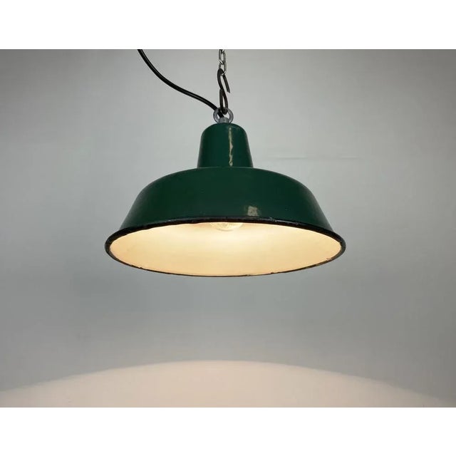 Small Industrial Green Enamel Pendant Lamp, 1960s For Sale - Image 10 of 13