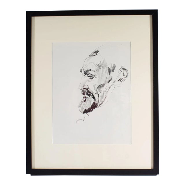 Charcoal Portrait Drawing of a Gentleman by James L. Bruch For Sale