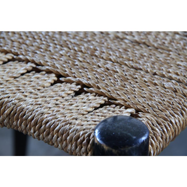 Vintage Italian Papercord Black Dining Chairs with Woven Seat, 1950s, Set of 8 For Sale - Image 15 of 18
