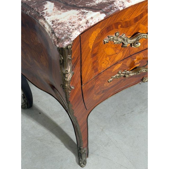 Antique Chest of Drawers with Inlay and Marble Top For Sale - Image 8 of 9