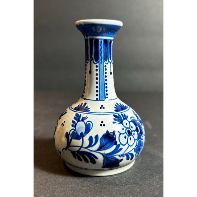 Vintage Group of Three Small Blue & White Delft Pottery Bud Vases For Sale - Image 10 of 11