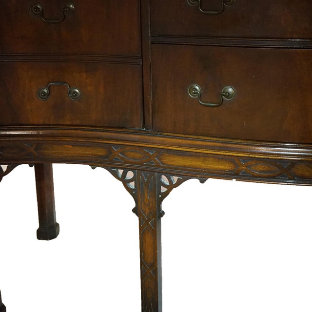 Antique Chinese Chippendale Mahogany Sideboard with Reticulated Corbels C1930 For Sale - Image 9 of 12