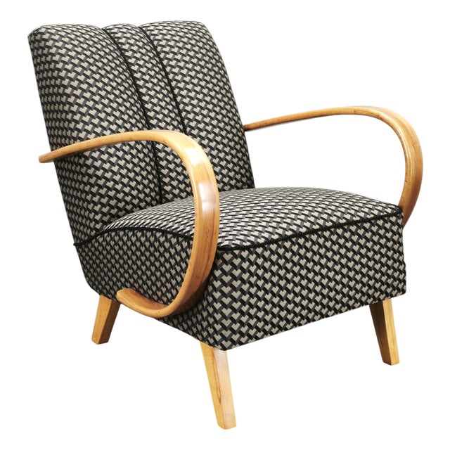 Art Deco Armchair by Jindrich Halabala, Former Czechoslovakia, 1940s For Sale