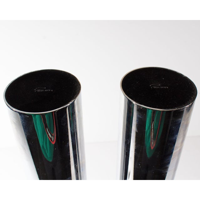 Pair of Philippi Chrome Candle Holders For Sale - Image 4 of 8