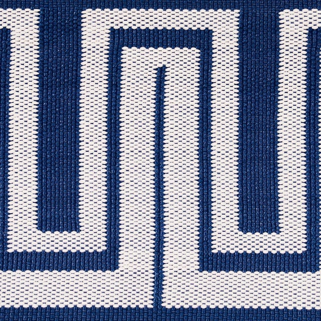 Traditional Sample - Schumacher Zeus Indoor/Outdoor Tape, Navy For Sale - Image 3 of 5