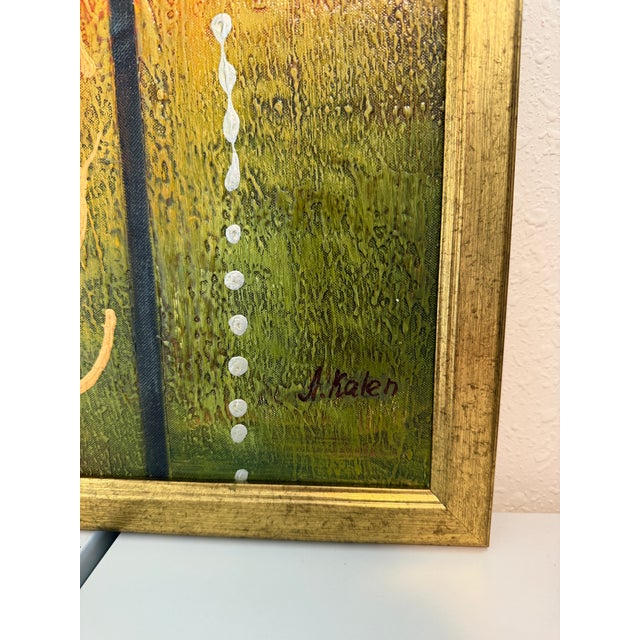 Alena Kalen Modern Geometric Original Abstract Oil Painting "Inner Smile” Coa For Sale - Image 12 of 13