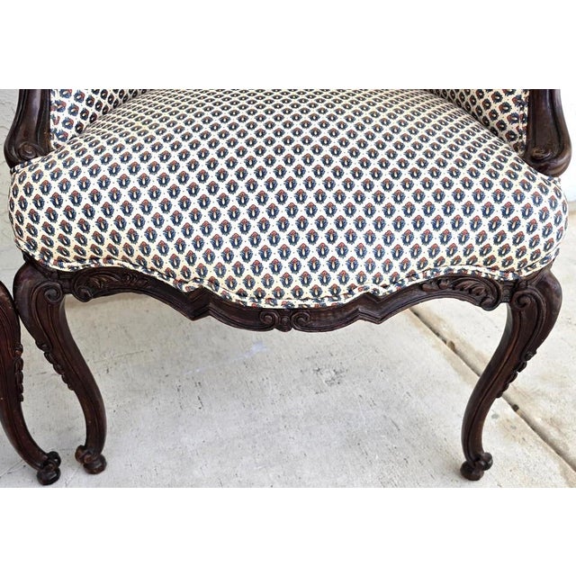 Pair of Antique French Provincial Louis XV Walnut Bergere Armchairs For Sale - Image 13 of 18