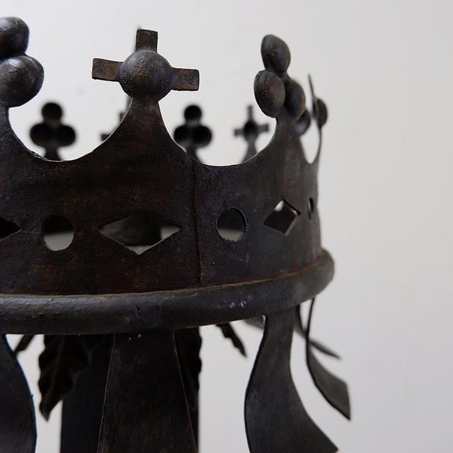 Large Italian Wrought-Iron Crown Candlestick, 1890s For Sale - Image 10 of 14