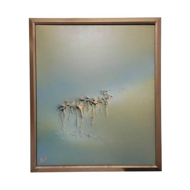 Set of three powerful mixed-media works by Max Roumieu exemplify late 20th-century Materic Art—a form of abstract...