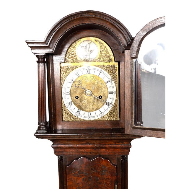 Wood George II Walnut and Oak Grandmother Clock For Sale - Image 7 of 12