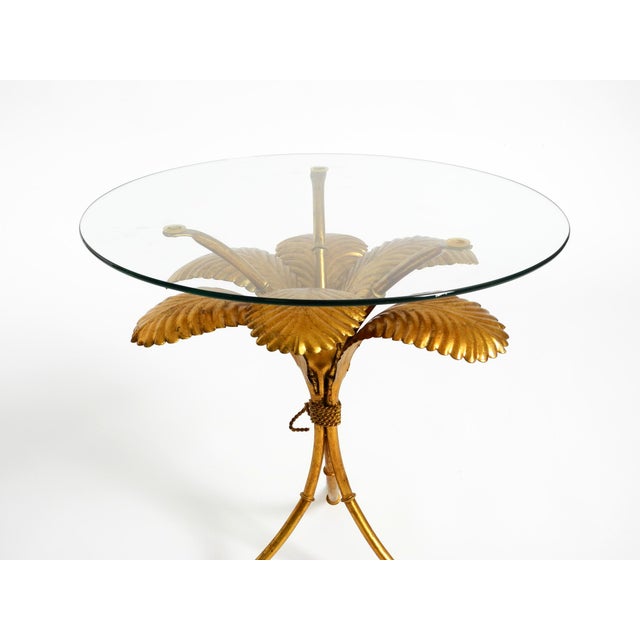 Mid-Century Florentine Gilded Side Table with Large Leaves and Glass Top, 1960s For Sale - Image 12 of 18