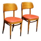 Vintage Pair Thonet Mid Century Modern Bentwood Bistro Chairs For Sale